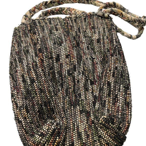 Handwoven Boho Bag Handbag Tote Purse w Handles And Wooden Button By The Weavery - Picture 1 of 5